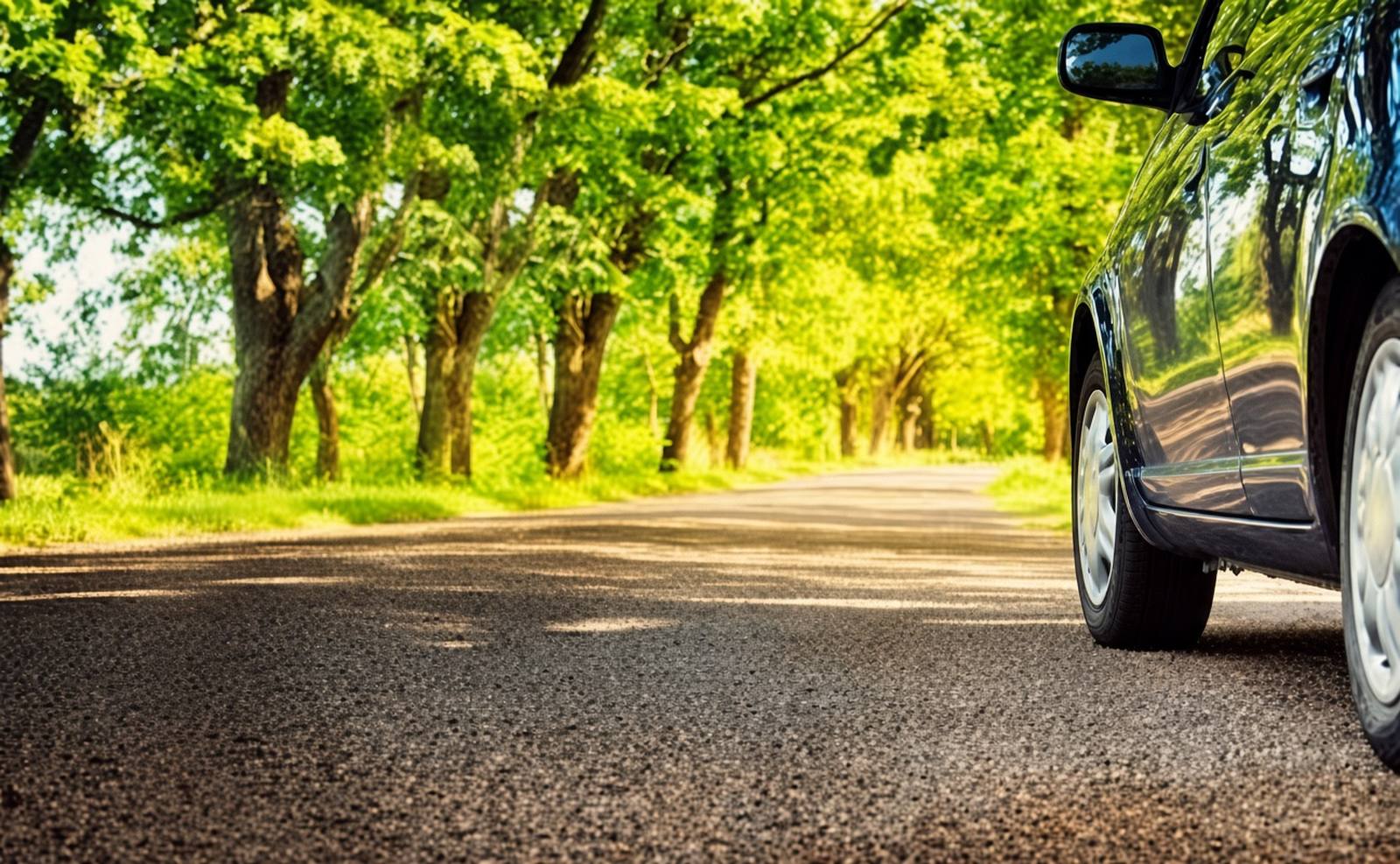 Carretera de Cuba con auto de renta al atardecer — Rentacaresa